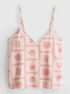 Top de tirantes de pijama con escote pico y azulejos