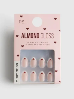 Uñas postizas almendradas brillantes de PS…