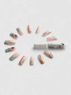 Uñas postizas brillantes cuadradas largas de PS…