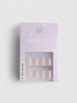 Uñas postizas cuadradas brillantes de PS…
