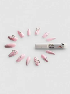 Uñas postizas puntiagudas brillantes de PS…