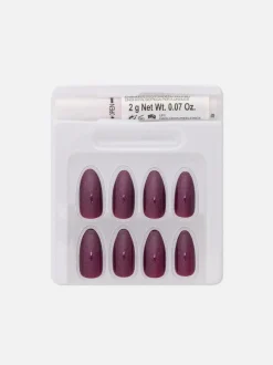 Uñas postizas puntiagudas con purpurina de PS...