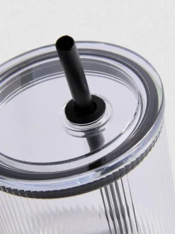 Vaso de viaje de vidrio acanalado