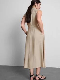 Vestido camisero midi con cinturón