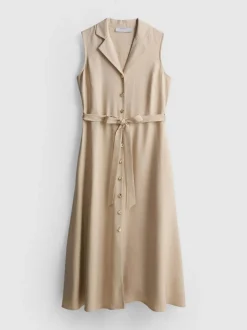 Vestido camisero midi con cinturón