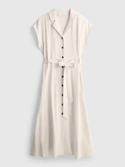 Vestido camisero midi de manga corta