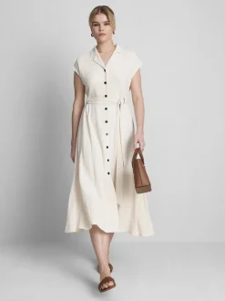 Vestido camisero midi de manga corta