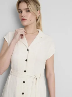Vestido camisero midi de manga corta