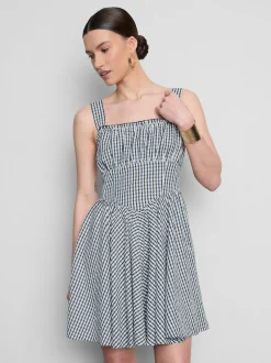 Vestido corto con corsé a cuadros vichy