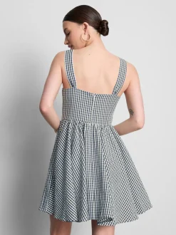 Vestido corto con corsé a cuadros vichy