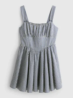 Vestido corto con corsé a cuadros vichy