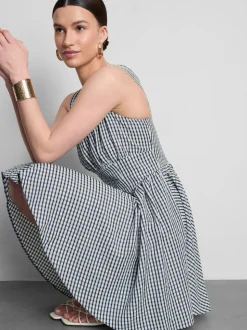 Vestido corto con corsé a cuadros vichy