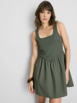 Vestido corto con corsé en mezcla de algodón