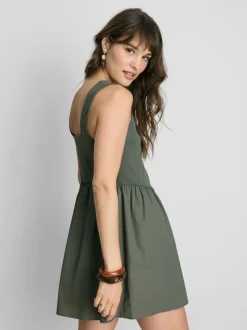 Vestido corto con corsé en mezcla de algodón