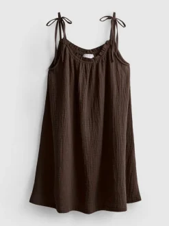 Vestido corto de corte trapecio de algodón