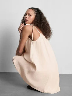 Vestido corto de corte trapecio de algodón