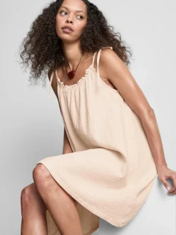 Vestido corto de corte trapecio de algodón