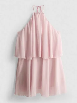 Vestido corto de gasa a capas