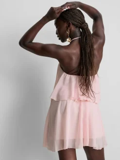 Vestido corto de gasa a capas