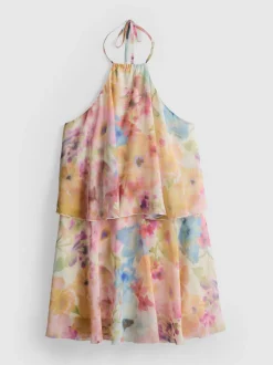Vestido corto de gasa a capas