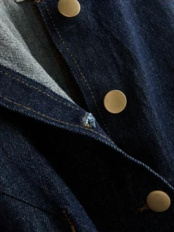 Vestido corto vaquero de algodón con botones