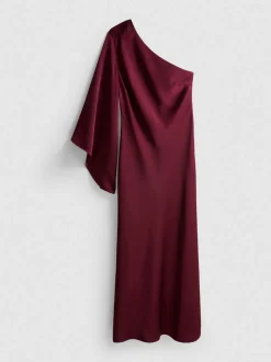 Vestido largo asimétrico con manga acampanada