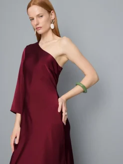 Vestido largo asimétrico con manga acampanada