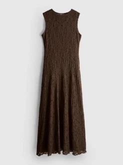 Vestido largo de encaje elástico
