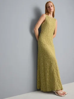 Vestido largo de encaje elástico