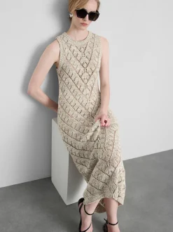 Vestido largo geométrico de crochet