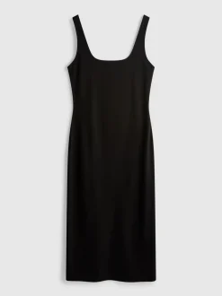 Vestido midi ajustado con escote cuadrado
