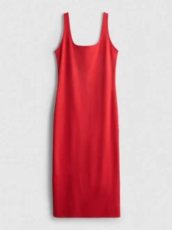 Vestido midi ajustado con escote cuadrado