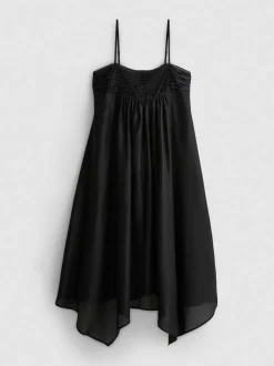 Vestido midi con bajo de corte pañuelo