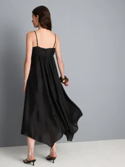 Vestido midi con bajo de corte pañuelo