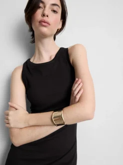 Vestido midi de canalé con sujetador incorporado