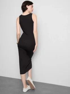 Vestido midi de canalé con sujetador incorporado