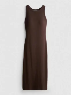 Vestido midi de canalé con sujetador incorporado