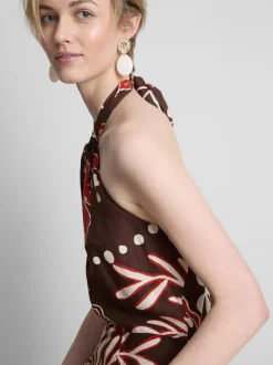 Vestido midi en mezcla de lino de The Edit