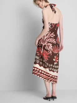 Vestido midi en mezcla de lino de The Edit