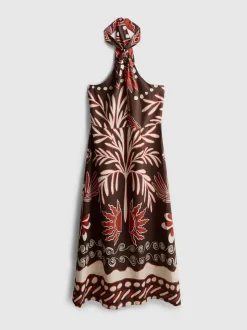 Vestido midi en mezcla de lino de The Edit