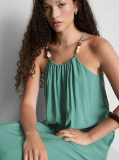 Vestido midi recto con tirantes con cuentas de The Edit
