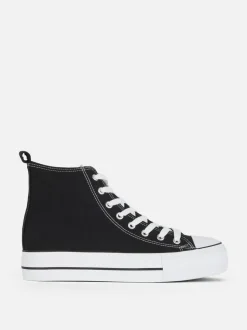 Zapatillas altas de lona con plataforma plana