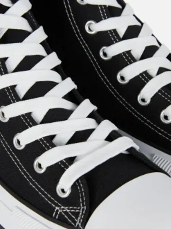Zapatillas altas de lona con plataforma plana