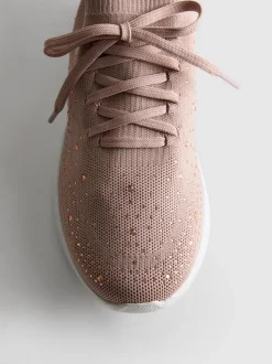 Zapatillas sin cordones con detalle de strass