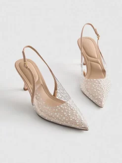 Zapatos de tacón destalonados con tira posterior